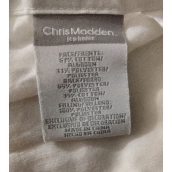 Pair of Chris Madden White with Blue Embroidered Flowers Standard Size Pillow Sh - Picture 6 of 7